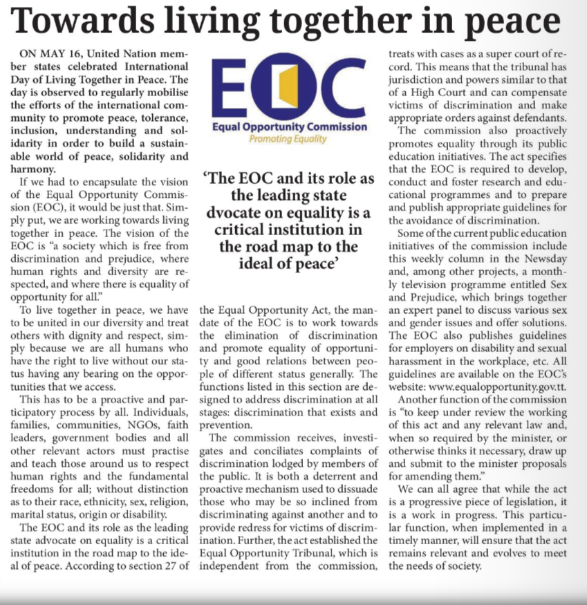Towards living together in peace